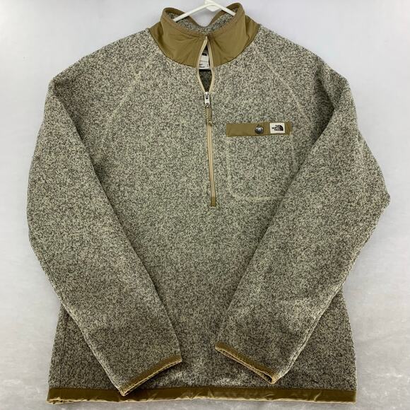 The North Face Men's 1/4-Zip Fleece Sweater Tan Gray Size S - Picture 1 of 16